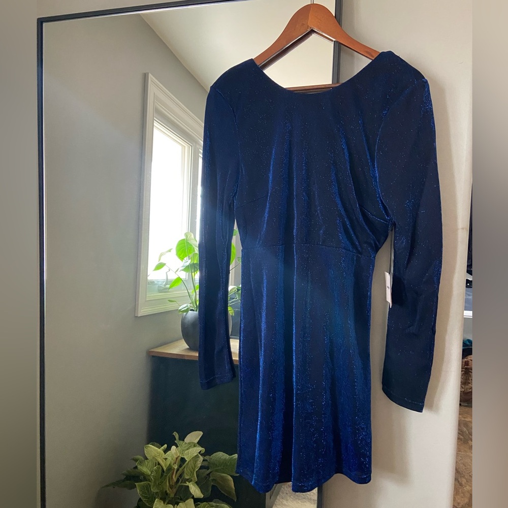 Revolve Superdown blue long sleeve sparkle dress